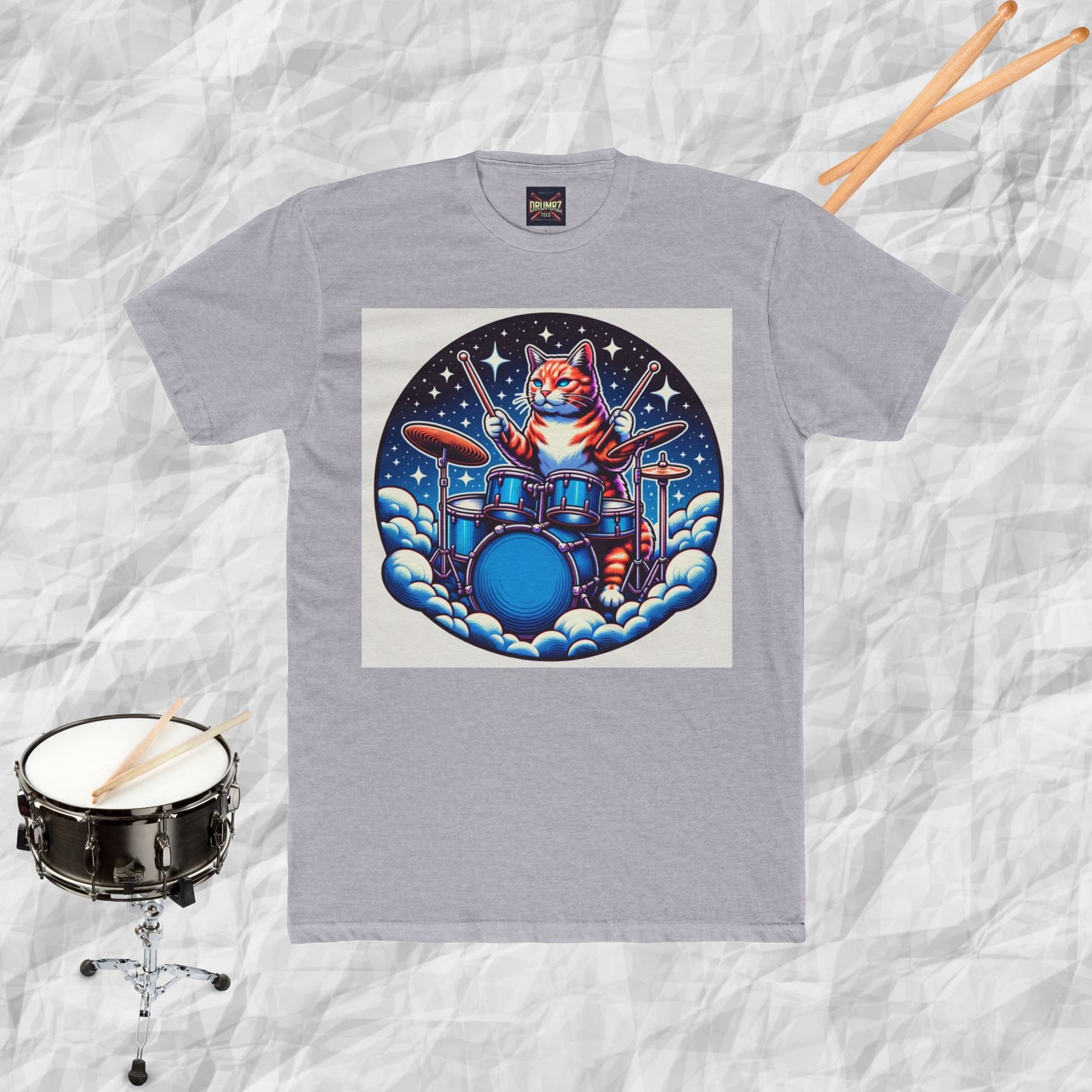 Cat Playing Drums in the Clouds