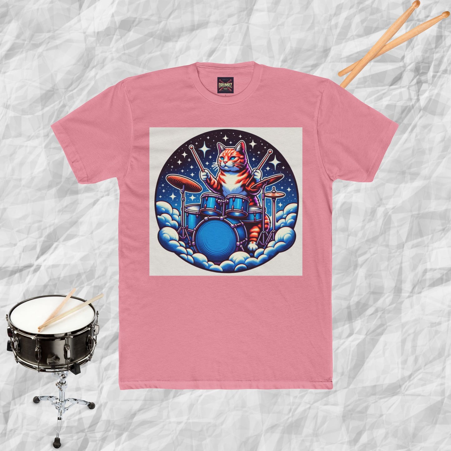 Cat Playing Drums in the Clouds