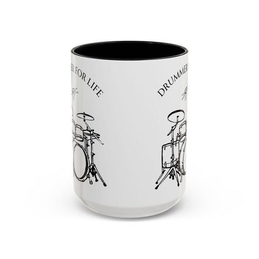 Drummer for Life Ceramic Mug, Musician Coffee Cup, Percussionist Tea Mug, Drumming Gift, Music Lover's Mug
