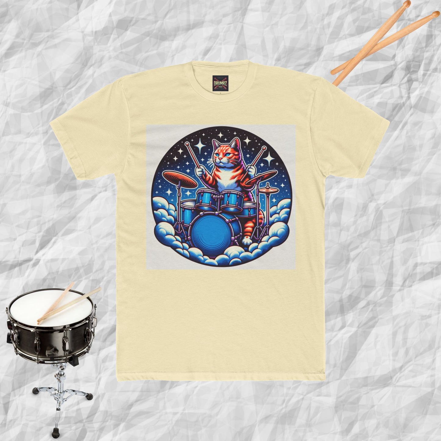 Cat Playing Drums in the Clouds