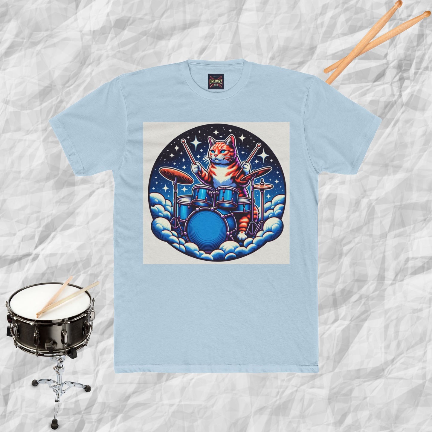 Cat Playing Drums in the Clouds